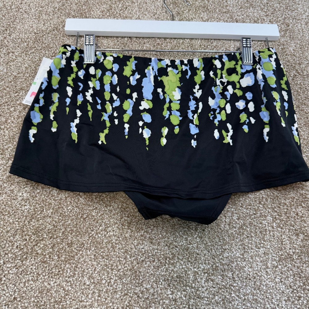 NEW Be Creative Women 8 Black Abstract Print Swim Skirt Bottom Swimsuit Bikini
